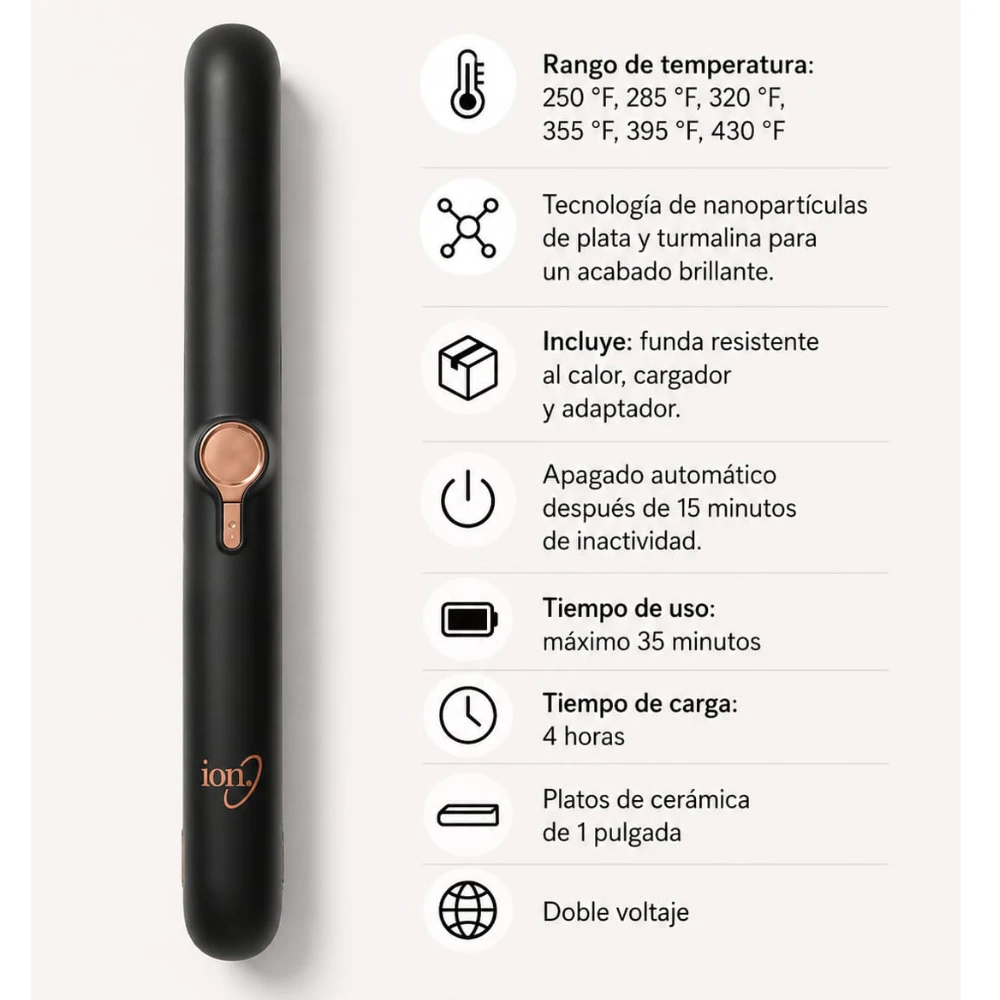 Ion Plancha plana inalámbrica Luxe de 1 pulgada